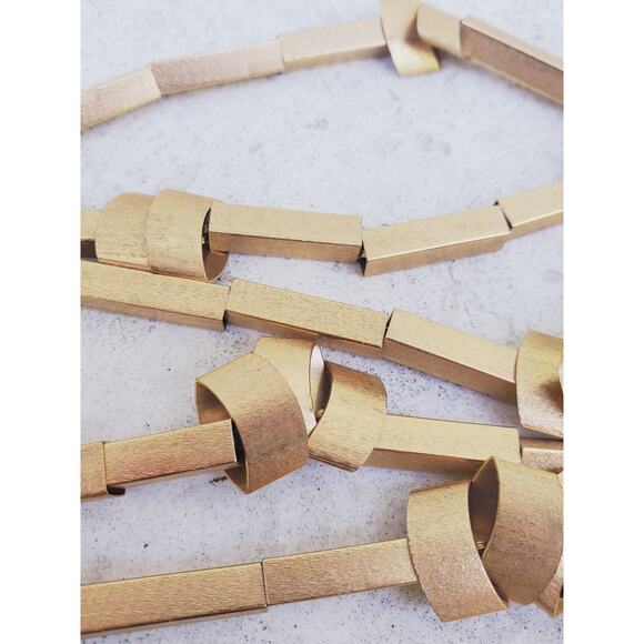 Chunky Gold Tone Geometric Statement Necklace – Layered Sculptural Boho Glam - Picture 7 of 14